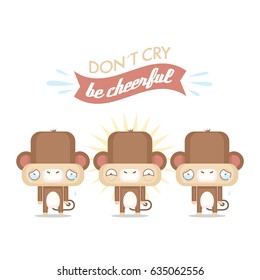 Funny poster with cartoon monkey character. Vector collection.