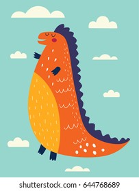 Funny poster with dinosaur