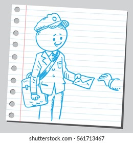 Funny postman delivering letter