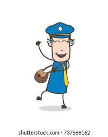 Funny Postman Laughing with Tears of Joy Vector