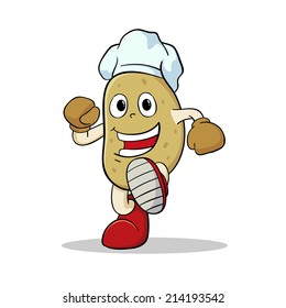 Funny Potato Cartoon Character Wearing Chef Hat