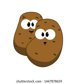 Funny Potato in cartoon style. Concept Fruits and vegetables. Summer.