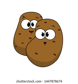 Funny Potato in cartoon style. Concept Fruits and vegetables. Summer.