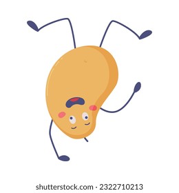 Funny Potato Character Doing Somersault Standing Upside Down Vector Illustration