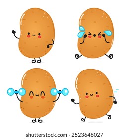 Funny Potato characters bundle set. Vector hand drawn doodle style cartoon character illustration icon design. Cute Potato mascot character collection