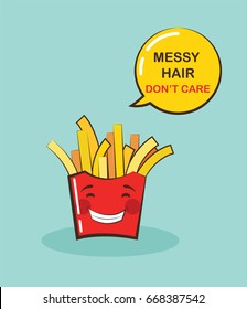 funny potato chips character with funny quote. Cartoon face food emoji. Funny food concept. vector illustration