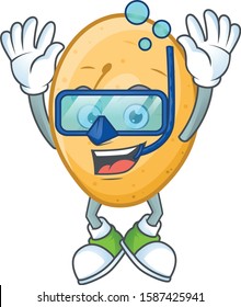Funny potato mascot design with Diving glasses