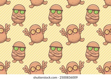 funny potato vegetable character seamless pattern illustration background 