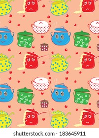 Funny pots,pans and lids-seamless pattern