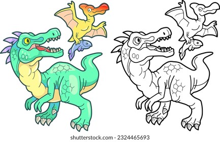 funny prehistoric dinosaurs, illustration design