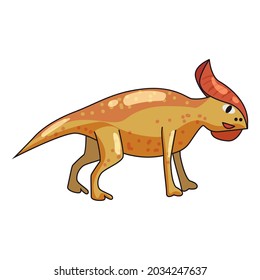 Funny prehistoric Parasavrolofus dinosaurus. Ancient wild monsters reptiles cartoon style. Vector isolated