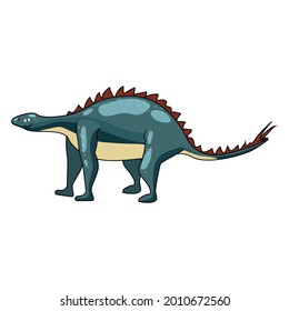 Funny prehistoric Stegosaurus dinosaurus. Ancient wild monsters reptiles cartoon style. Vector isolated