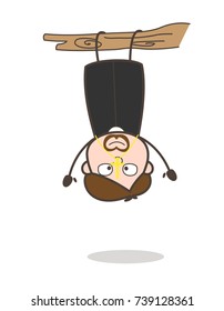 Funny Priest Hanging Upside Down on Branch