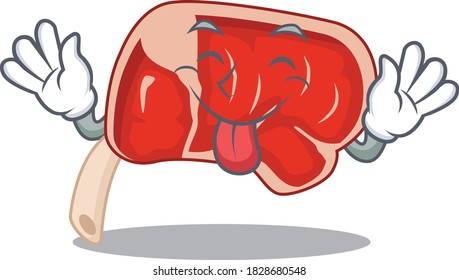 Funny prime rib cartoon design with tongue out face