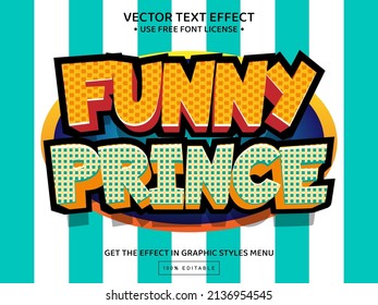 Funny prince 3D editable text effect template