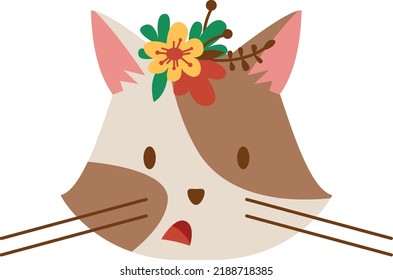Funny princess cat head with shock face expression