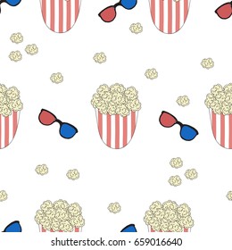funny print with pop corn. Pop art style.
