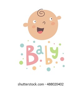 Funny print vector design. Baby Shower card. 