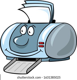 Funny printer in cartoon style