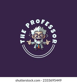 funny professor shouted logo design template vector icon illustration