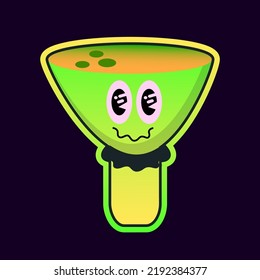 Gracioso hongo psicodélico mágico con marca de ácido en la lengua. Icono de ilustración de personaje kawaii con dibujos animados. Escoba trippy mágica, impresión de ácido en afiche, EPS de camisetas