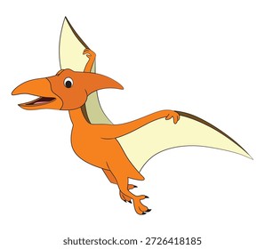 Divertido dinosaurio pteranodon sobre fondo blanco