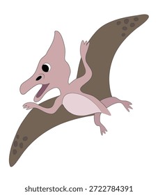 Divertido dinosaurio pterodáctilo aislado en un fondo blanco