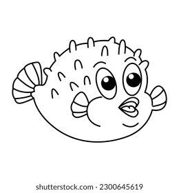 Graciosa ilustración vectorial de personajes de dibujos animados de peces de mariposa. Para los niños coloreando el libro.