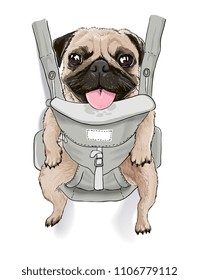 lustiger Pug-Hund auf der vorderen Trägergrafik für lustiges T-Shirt