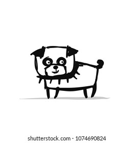 Funny pug dog, sketch for your design