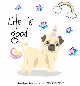 funny pug unicorn