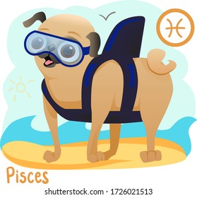 Funny pug Zodiac horoscope Pisces