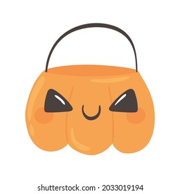 funny pumpkin bucket icon isolated