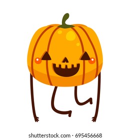 Funny pumpkin, cartoon character, vector, Halloween, isolated illustration on a white background.