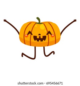 Funny pumpkin, cartoon character vector, Halloween, isolated illustration on a white background.