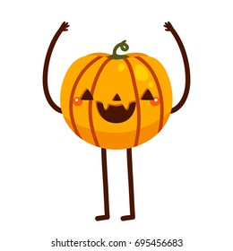 Funny pumpkin, cartoon character, vector, Halloween, isolated illustration on a white background.