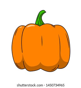 Funny Pumpkin in cartoon style. Concept Fruits and vegetables. Summer.