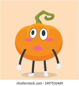 funny pumpkin characters are astonished vector illustration,halloween pumpkin cartoon