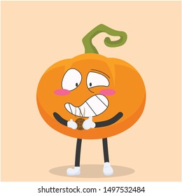 funny pumpkin characters laugh grinning vector illustration,halloween pumpkin cartoon