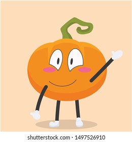 funny pumpkin characters waving with smiles vector illustration,halloween pumpkin cartoon