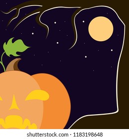 Funny pumpkin face. Cute halloween pumpkin lantern. Illustration for celebration autumn tradition holiday. Vector illustration.