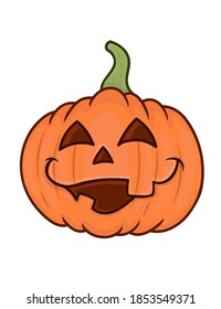 funny pumpkin with face for halloween.stock illustration. vector isolated on white background
