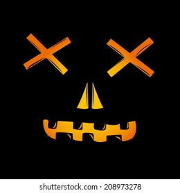a funny pumpkin face on a black background