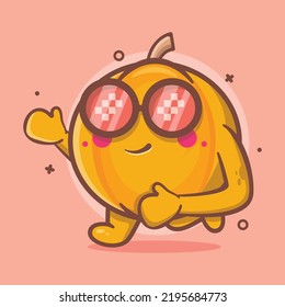 Funny pumpkin fruit character mascot running isolated cartoon in flat style design