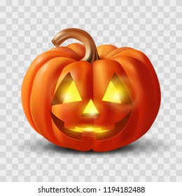 Funny pumpkin for Halloween, decoration for the holiday, sign, symbol. Happy Halloween. Autumn holiday. Terrible, funny. 3D vector image. EPS10
