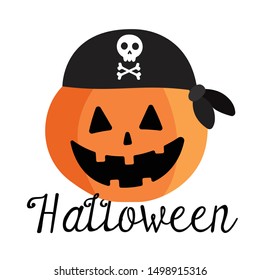 Funny pumpkin,  halloween, vector illustration