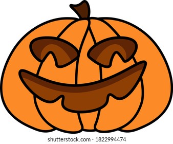 Funny pumpkin Halloween. Vector illustration on a holiday theme on a white isolated background