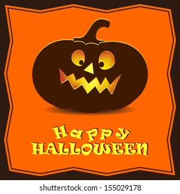 Funny pumpkin for Halloween.Vector card.