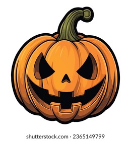 Funny pumpkin head halloween vector. 