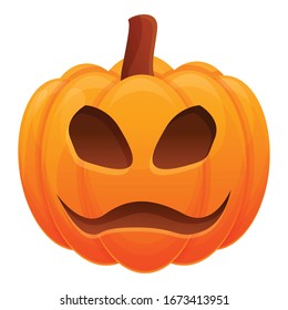 Icono de calabaza divertida. Caricatura del icono del vector de calabaza divertida para el diseño web aislado en fondo blanco